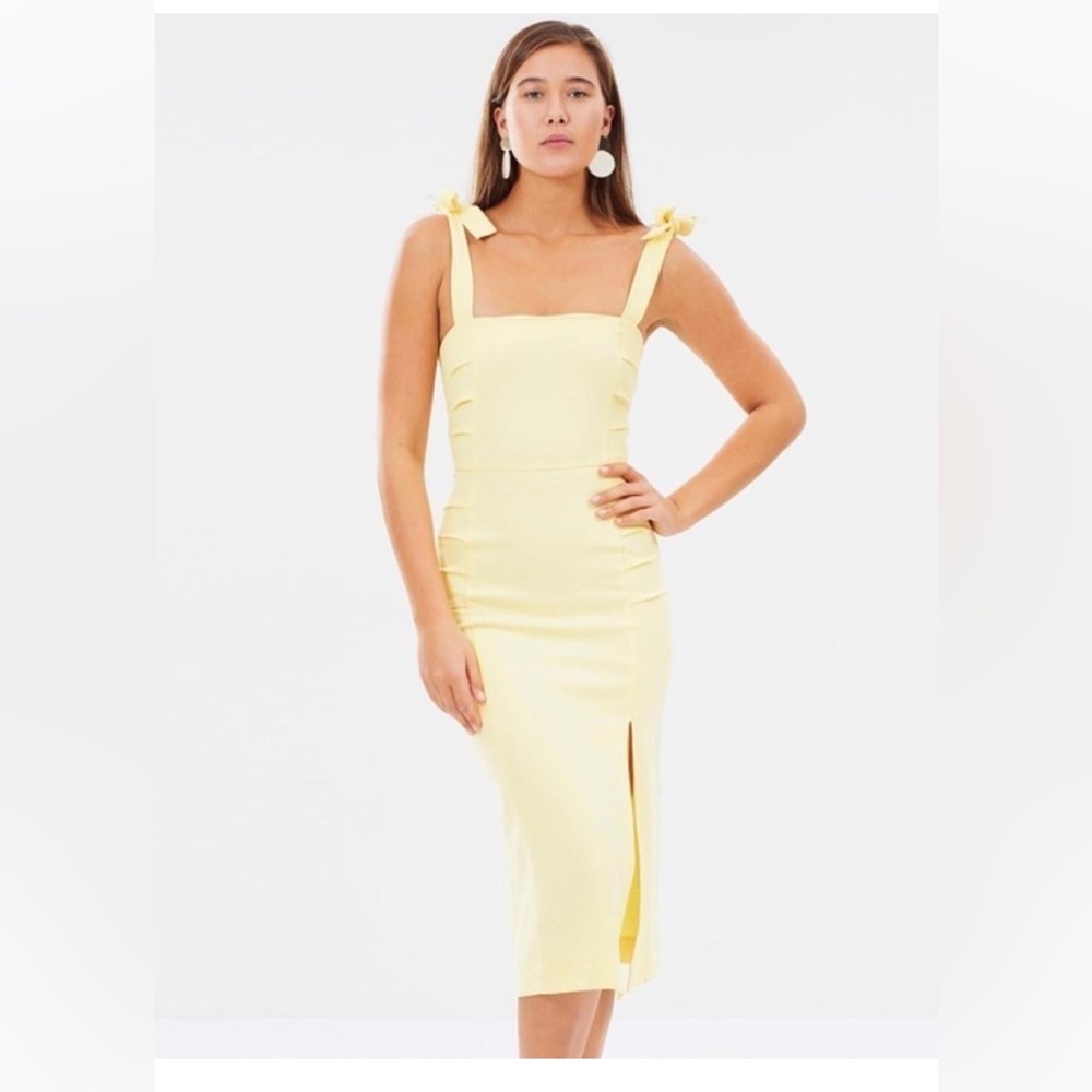 Bec & Bridge Lemon Tie-Shoulder Midi Dress